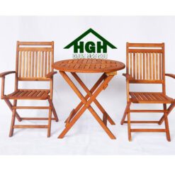 Bàn ghế cafe gỗ chân xếp HGH96
