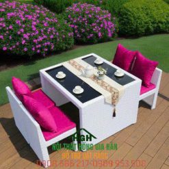 Bộ bàn ghế đôi sân vườn màu trắng - HGH1197