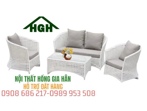 Bàn ghế mây nhựa đẹp decor - HGH1494