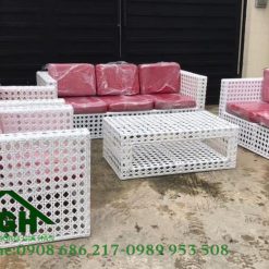 Bộ bán ghế sofa mây nhựa đúc lỗ - HGH16910