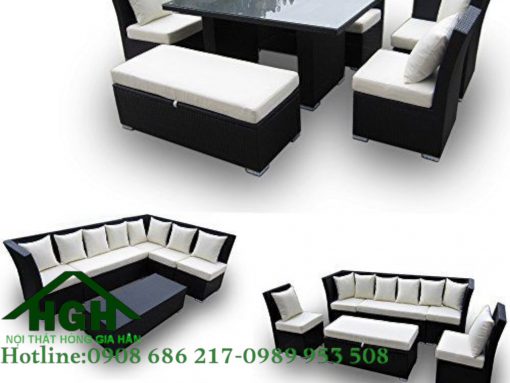 Bộ bàn ghế sofa băng dài decor - HGH179