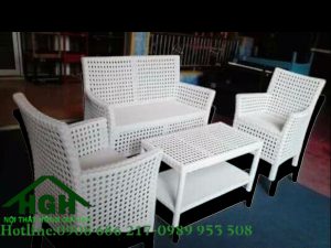 Bộ bàn ghế mây nhựa đơn giản - HGH16917