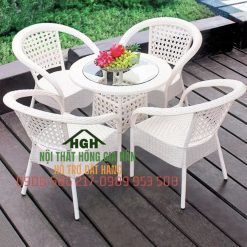Bộ bàn ghế mây nhựa sân vườn - HGH1795