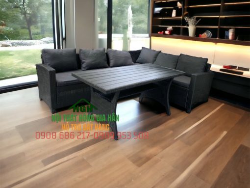 Bộ bàn ghế sofa mây nhựa decor phòng khách - HGH23915