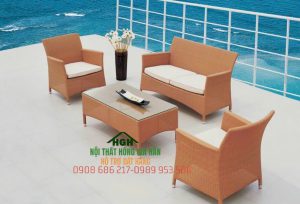 Bộ bàn ghế sofa mây nhựa decor - HGH2592