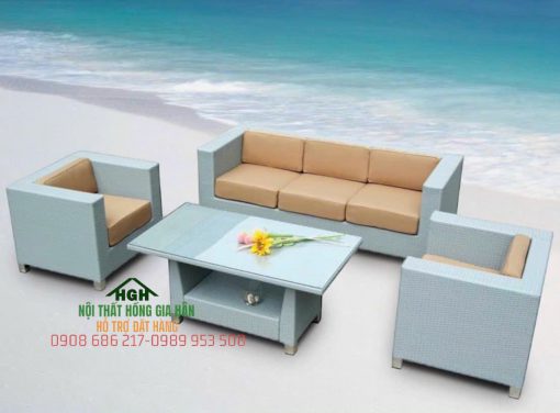 Bộ bàn ghế sofa mây nhựa thư giãn - HGH25915