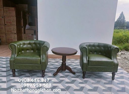 Bộ bàn ghế sofa đơn màu xanh rêu - HGH14106