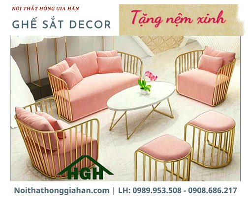 Bộ bàn ghế sắt sofa decor - HGH15100