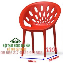 Ghế nhựa lựng quạt cafe màu đỏ - HGH2414