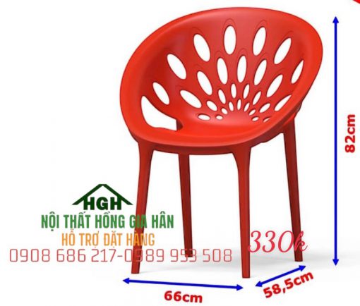 Ghế nhựa lựng quạt cafe màu đỏ - HGH2414