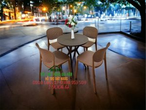 Bộ bàn ghế nhựa đúc cafe màu nâu - HGH2710