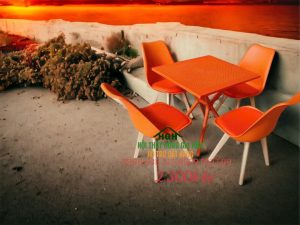 Bộ bàn ghế nhựa đúc mầm non màu cam - HGH27103