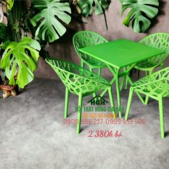 Bộ bàn ghế nhựa đúc hình nón màu xanh - HGH27105