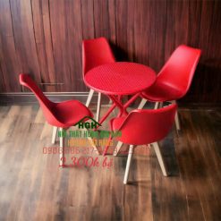 Bộ bàn ghế cafe ngoài trời màu đỏ - HGH30101