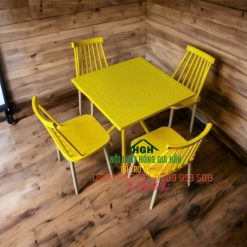 Bộ bàn ghế cafe lưng sọc màu vàng - HGH3013