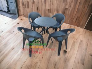 Bộ bàn ghế cafe lưng vòm màu xám - HGH30102