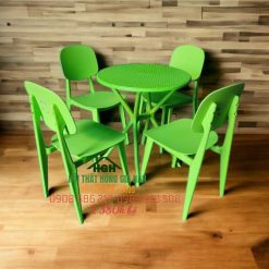 Bộ bàn ghế nhựa đúc nguyên khối màu xanh - HGH27104