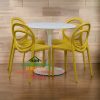 Bộ bàn ghế cafe lưng tròn màu vàng - HGH30107