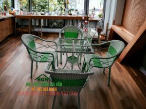 Bộ bàn ghế cafe mây nhựa ban công - HGH31103
