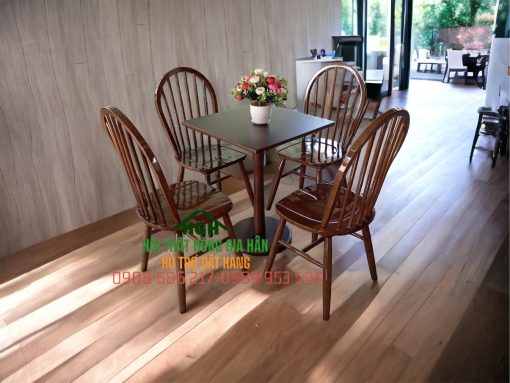 Bộ bàn ghế cafe gỗ 4 ghế - HGH1122