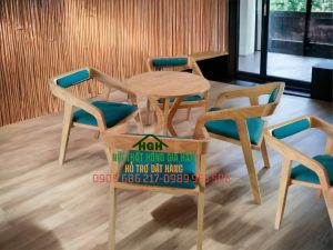 Bộ bàn ghế cafe gỗ decor - HGH3112