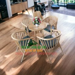 Bộ bàn ghế cafe khung gỗ mặt nệm - HGH1123