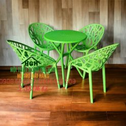Bộ bàn ghế nhựa đúc hình tai mèo màu xanh - HGH15129
