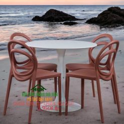 Bộ bàn ghế nhựa đúc cafe ngoài trời - HGH131214
