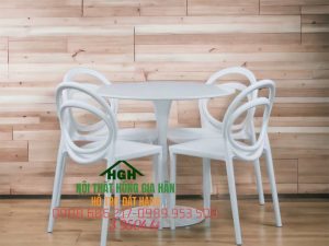 Bộ bàn ghế nhựa đúc decor cafe - HGH14121
