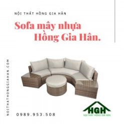 Bộ bàn ghế sofa mây nhựa vòng cung - HGH9122