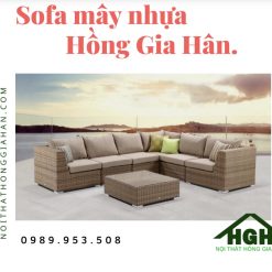 Bộ bàn ghế sofa mây nhựa chữ L ngoài trời - HGH12121