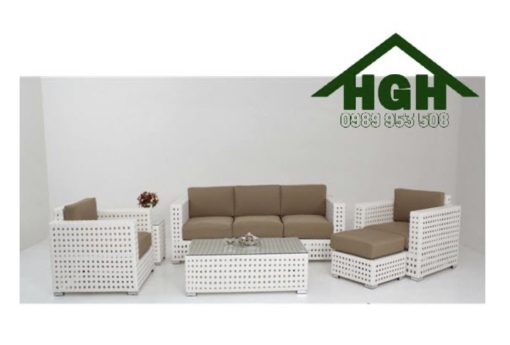 Bộ bàn ghế sofa mây nhựa decor phòng khách - HGH1212
