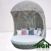 Giường tắm nắng hồ dạng trứng tone xám - HGH11128