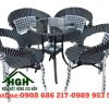 Bộ bàn ghế mây nhựa sọc trắng đen - HGH2715